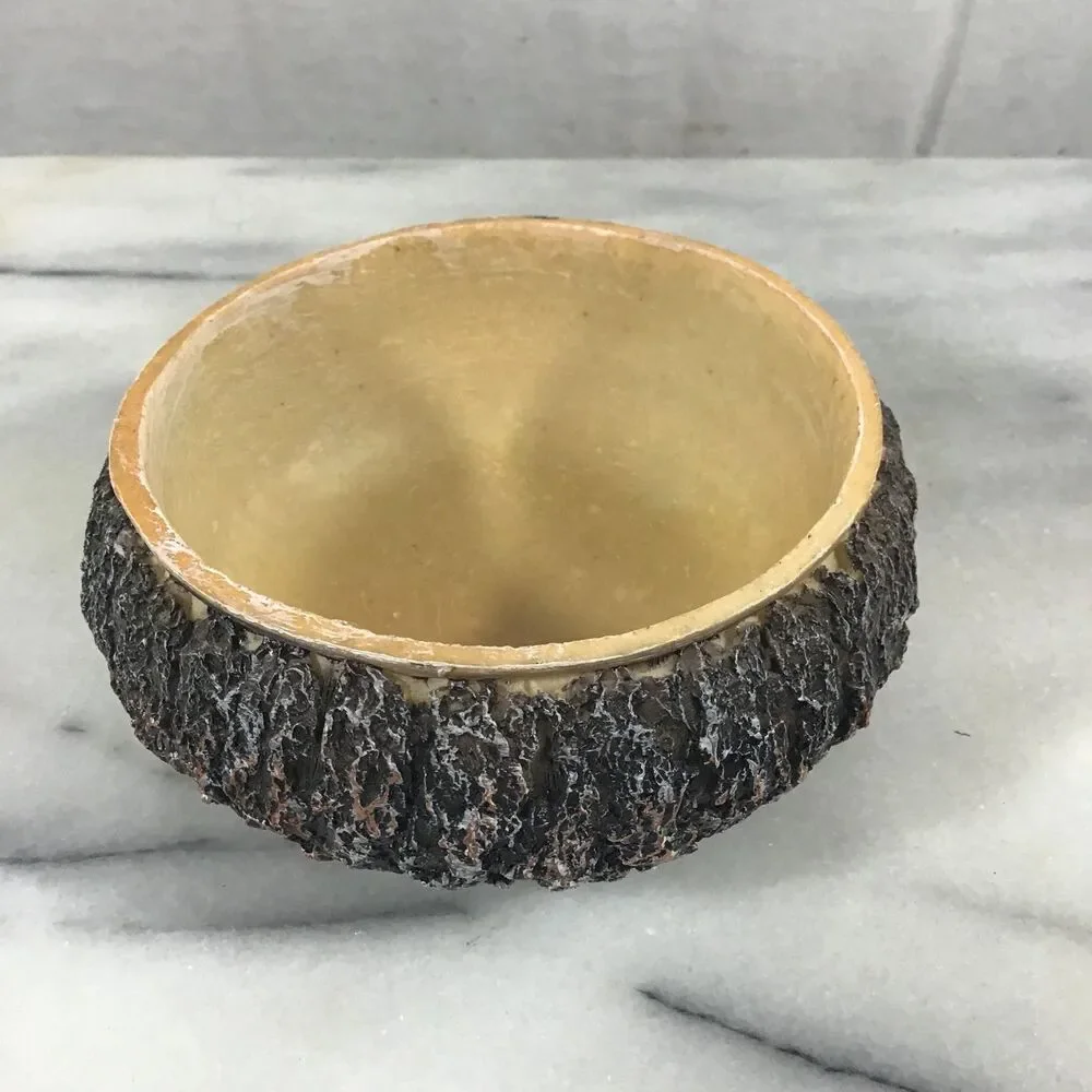 Rustic Faux Wood Bear Trinket Box Resin Log Tree Bark Jewelry Keepsake Cabin